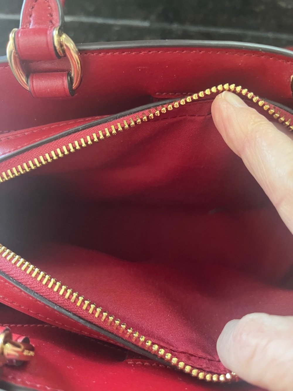 Coach Brown Signature Satchel with Red Trim and Tag - Picture 3 of 7